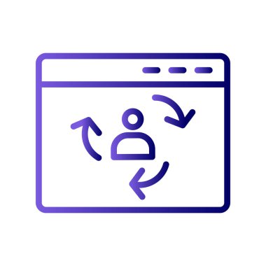 Ziyaretçi simgesi iade ediliyor. Dijital Pazarlama kavramı. Taslak tarzı. Vektör. Beyaz arkaplanda izole et.