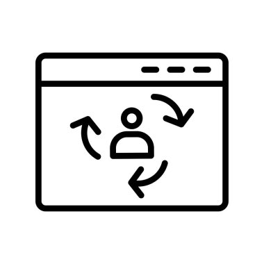 Ziyaretçi simgesi iade ediliyor. Dijital Pazarlama kavramı. Taslak tarzı. Vektör. Beyaz arkaplanda izole et.