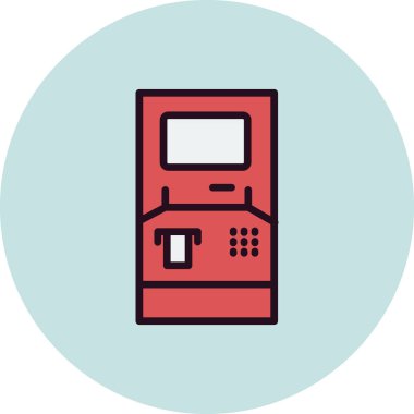 atm makine çizgi simgesi, ana hat vektör işareti, doğrusal biçim pictogram 
