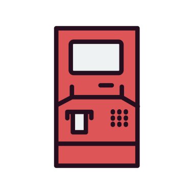 atm makine çizgi simgesi, ana hat vektör işareti, doğrusal biçim pictogram 