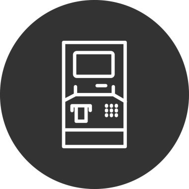 atm makine çizgi simgesi, ana hat vektör işareti, doğrusal biçim pictogram 