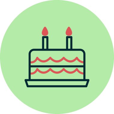 Mumlu doğum günü pastası. Web simgesi vektör illüstrasyonu