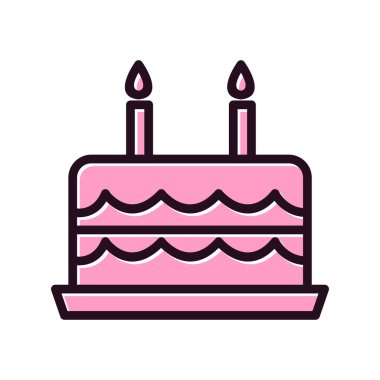 Mumlu doğum günü pastası. Web simgesi vektör illüstrasyonu