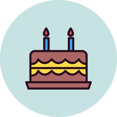 Mumlu doğum günü pastası. Web simgesi vektör illüstrasyonu