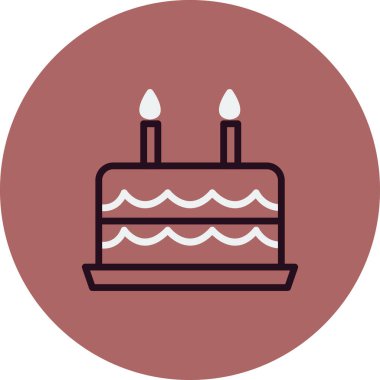 Mumlu doğum günü pastası. Web simgesi vektör illüstrasyonu