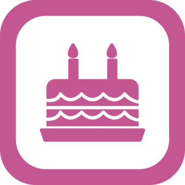 Mumlu doğum günü pastası. Web simgesi vektör illüstrasyonu