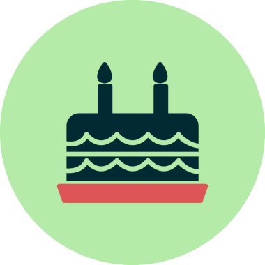 Mumlu doğum günü pastası. Web simgesi vektör illüstrasyonu