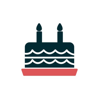 Mumlu doğum günü pastası. Web simgesi vektör illüstrasyonu