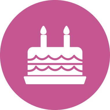 Mumlu doğum günü pastası. Web simgesi vektör illüstrasyonu