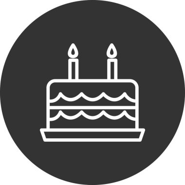 Mumlu doğum günü pastası. Web simgesi vektör illüstrasyonu