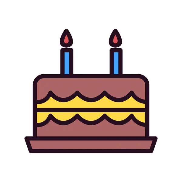 Торт День Народження Свічками Веб Іконка Векторна Ілюстрація — стоковий вектор
