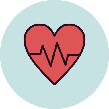 Kalp atışı simgesi, vektör illüstrasyonu