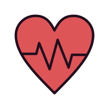 Kalp atışı simgesi, vektör illüstrasyonu