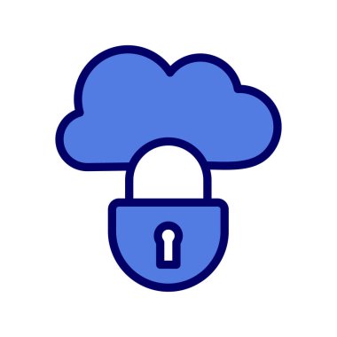 Kilitli bulut simgesi, vektör illüstrasyonu