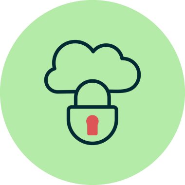 Kilitli bulut simgesi, vektör illüstrasyonu