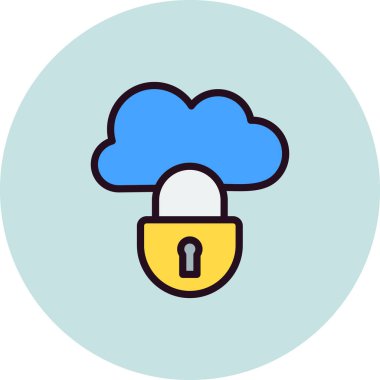 Kilitli bulut simgesi, vektör illüstrasyonu
