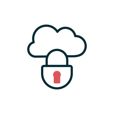 Kilitli bulut simgesi, vektör illüstrasyonu