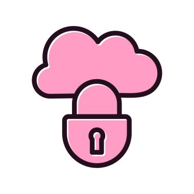 Kilitli bulut simgesi, vektör illüstrasyonu