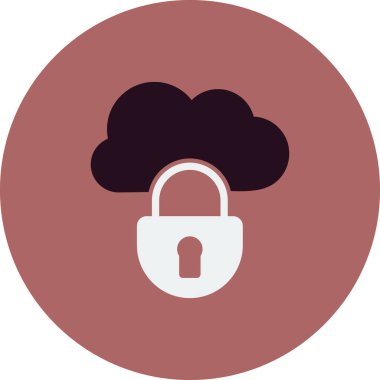 Kilitli bulut simgesi, vektör illüstrasyonu