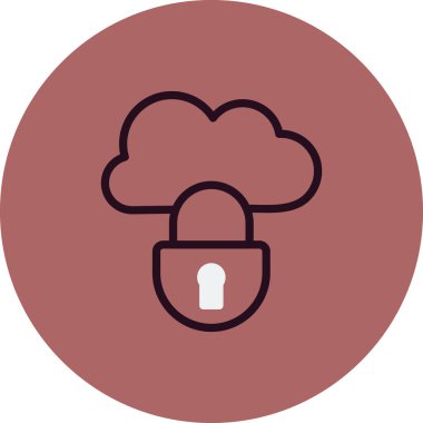 Kilitli bulut simgesi, vektör illüstrasyonu