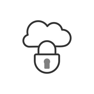 Kilitli bulut simgesi, vektör illüstrasyonu