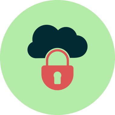 Kilitli bulut simgesi, vektör illüstrasyonu