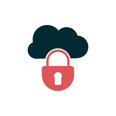 Kilitli bulut simgesi, vektör illüstrasyonu
