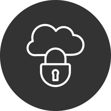 Kilitli bulut simgesi, vektör illüstrasyonu