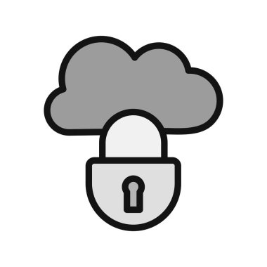 Kilitli bulut simgesi, vektör illüstrasyonu
