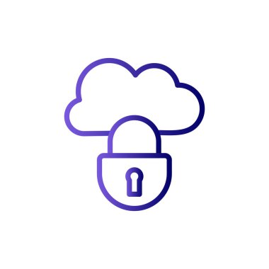 Kilitli bulut simgesi, vektör illüstrasyonu