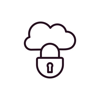Kilitli bulut simgesi, vektör illüstrasyonu