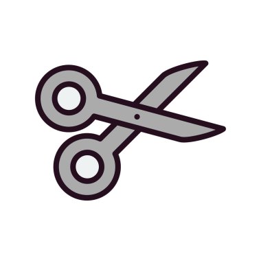 Makas simgesi vektörü, imza illüstrasyonu.