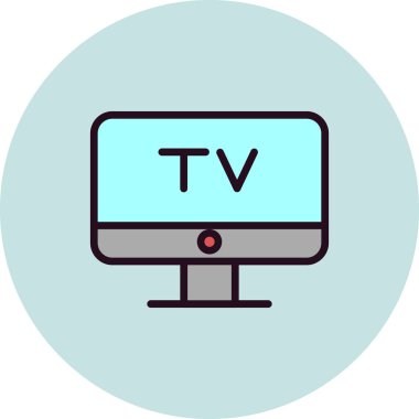 Televizyon vektör simgesi. düz biçim illüstrasyonu