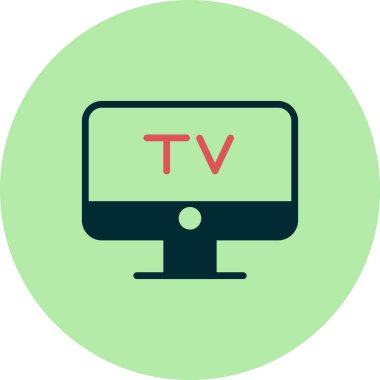 Televizyon vektör simgesi. düz biçim illüstrasyonu
