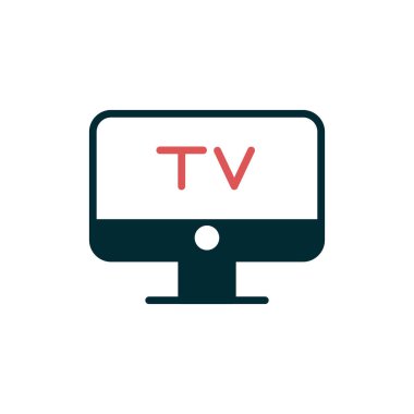Televizyon vektör simgesi. düz biçim illüstrasyonu