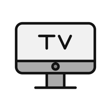 Televizyon vektör simgesi. düz biçim illüstrasyonu