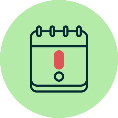 Uyarı takvimi basit simgesi, vektör illüstrasyonu