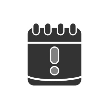Uyarı takvimi basit simgesi, vektör illüstrasyonu