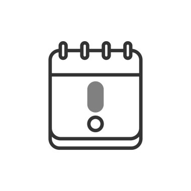 Uyarı takvimi basit simgesi, vektör illüstrasyonu