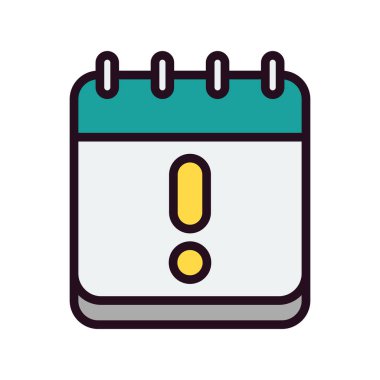 Uyarı takvimi basit simgesi, vektör illüstrasyonu