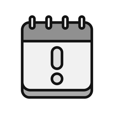 Uyarı takvimi basit simgesi, vektör illüstrasyonu