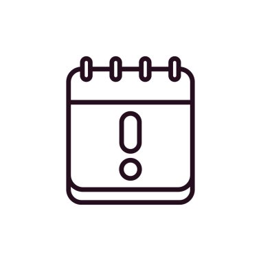 Uyarı takvimi basit simgesi, vektör illüstrasyonu