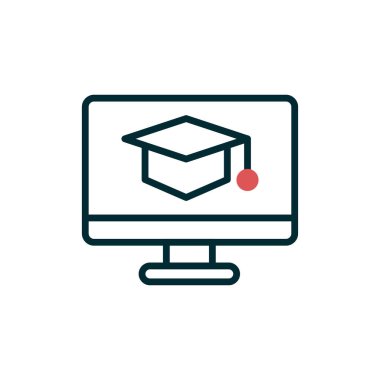 E-öğrenme basit simgesi, vektör illüstrasyonu