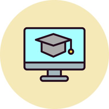 E-öğrenme basit simgesi, vektör illüstrasyonu