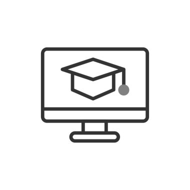 E-öğrenme basit simgesi, vektör illüstrasyonu