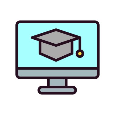 E-öğrenme basit simgesi, vektör illüstrasyonu