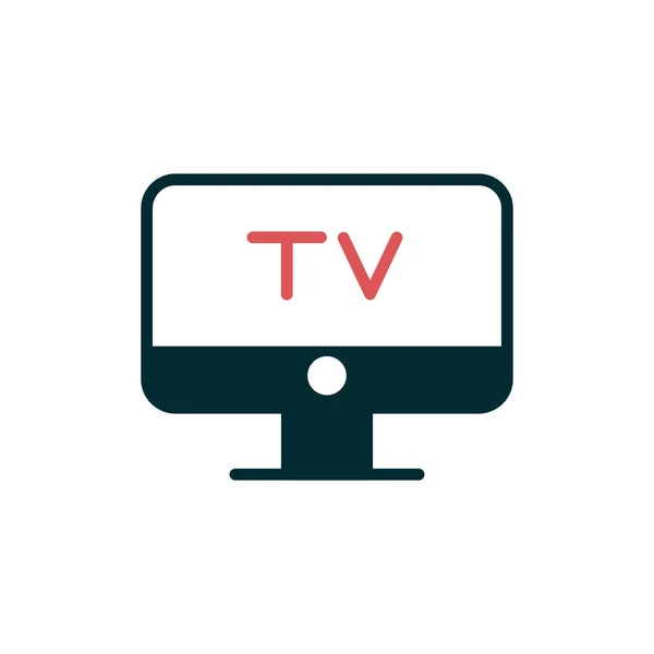 Fernseh Vektorsymbol Flachbild Illustration — Stockvektor