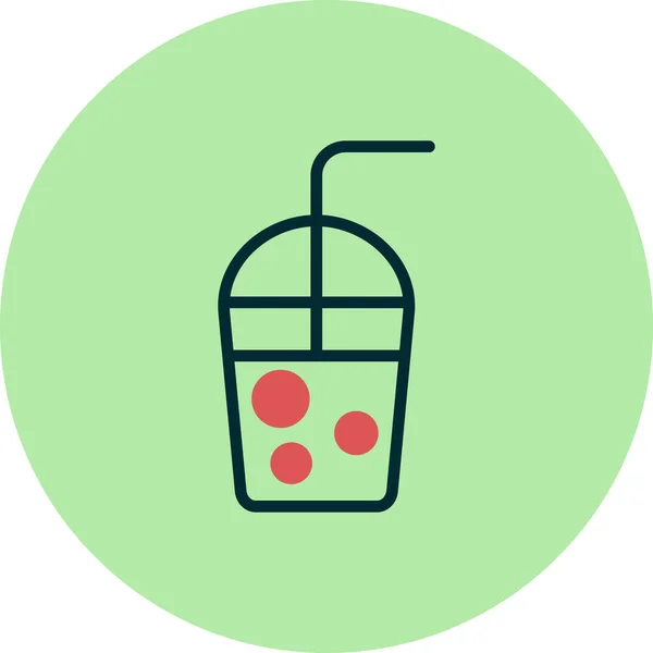 Milkshake Com Ícone Palha Ilustração Vetorial —  Vetores de Stock