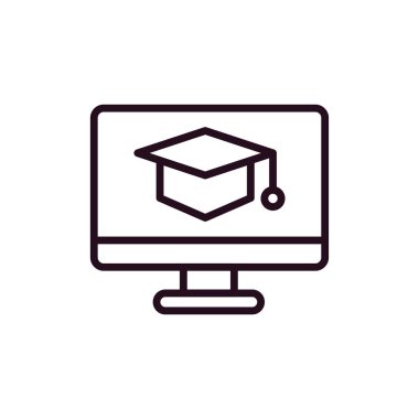 E-öğrenme basit simgesi, vektör illüstrasyonu