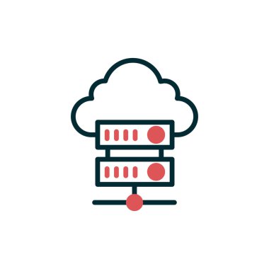 Bulut hesaplama düz simgesi, vektör, illüstrasyon